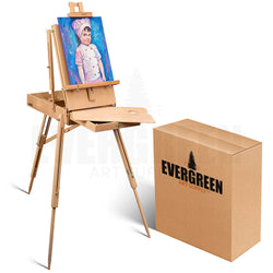 Portable Art Easel for Painting and Drawing - Professional Studio Quality, Adjustable, French Style Wooden Artist Easel with Storage Drawer Sketchbox - Indoor Outdoor Field Easel for Adults