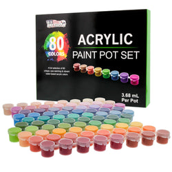 U.S. Art Supply Professional 80 Color Set of Acrylic Paint Pot Set - 3.68mL Pots - Rich Vivid Colors for Artists, Students, Beginners - Canvas Portrait Paintings