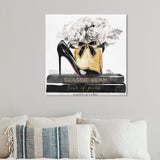 The Oliver Gal Artist Co. Fashion and Glam Wall Art Canvas Prints 'Glamorous Stack' Home Décor, 12" x 12", Black, Gold
