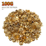 BronaGrand 100 Gram(About 250-350pcs) Bali Style Jewelry Making Metal Bead Caps Deluxe New Mix,Antique Gold