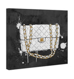 The Oliver Gal Artist Co. Fashion and Glam Wall Art Canvas Prints 'Everything But My White Bag' Home Décor, 16" x 16", Black, Gold