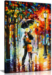 Dance Under The Rain by Leonid Afremov Canvas Wall Art Picture Print for Home Decor (24x16)
