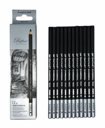 12pcs/Pack Artist Charcoal Pencils - Black Color Soft Medium Hard - White Pastel Color - Black Charcoal White Pastel Drawing Pencils (Hard)