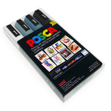 POSCA Colour Tones - PC-5M Art Marker - Set of 4 - In Plastic Wallet - Grey Tones