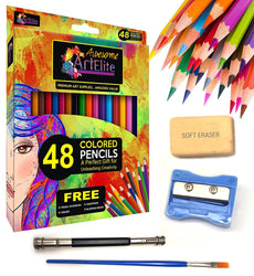 Colored Pencils - 48 Color Pencils Pre-Sharpened Set For Premium Drawing & Coloring + 4 Free Extra Art supplies -Perfect for Kids, Art Students and Professionals (48 Packs)