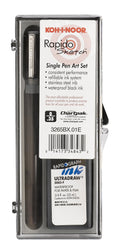 Koh-I-Noor RapidoSketch Pen and Ink Set.35mm Pen Point and .75 oz. Bottle of Ultradraw Black Ink, 1