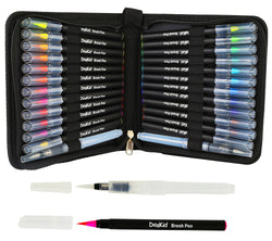 Artist Watercolor Brush Pen & Paint Marker 24 Unique Colors with Flexible Nylon Brush Tips + 2 Water Brush Pens Professional Watercolor Pens for Painting, Drawing, Coloring & More,