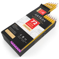 ARTEZA #2 HB Wood Cased Graphite Pencils, Pack of 72, Bulk, Pre-Sharpened with Latex Free Erasers, Bulk pack, Smooth write for Exams, School, Office, Drawing and Sketching