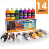 Magicfly Bulk Acrylic Paint, 14 Rich Pigments Colors (240 ml/8.12 fl oz.), Non-Fading, Non-Toxic Craft Paints for Painting on Canvas, Ideal for Kids, Artist & Hobby Painters