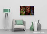 SmileArtDesign Three African Women Stylish Make Up Modern Art Painting Canvas Print Decorive Wall Art African Art Home Decor Stretched Ready to Hang -%100 Handmade in The USA - 8x12