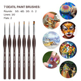 Nicpro Micro Detail Paint Brush Set,7 PCS Tiny Professional Detail Painting Kit Miniature Art Brushes Fine Liner Round Flat for Watercolor Oil Acrylic, Craft Models Rock Painting & Paint by Number