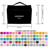 MON'ELINI 80 Alcohol Based Color Permanent Markers Set - Cute, Bright, Smudge-Proof, Fade-Proof - Carry Case - Dual Sided - Fine and Broad Tip - for Art, Professionals, Adults, Kids - 80 Pcs Assorted
