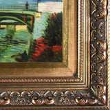 overstockArt The Seine Bridge at Asnieres with Baroque Antique Gold Framed Oil Painting, 15.5" x 13.5", Multi-Color