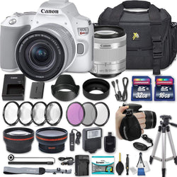 Canon EOS Rebel SL3 DSLR Camera (White) with EF-S 18-55mm f/4-5.6 is STM Lens + 2 Memory Cards + 2 Auxiliary Lenses + HD Filters + 50" Tripod + Premium Accessories Bundle (24 Items)