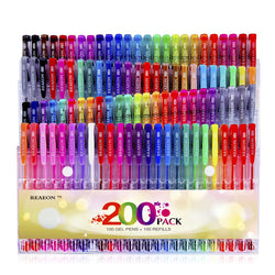 Reaeon Gel Pens for Coloring Books, 100 Color Gel Markers Plus 100 Refills for Drawing Painting Writing, Art & School Supplies