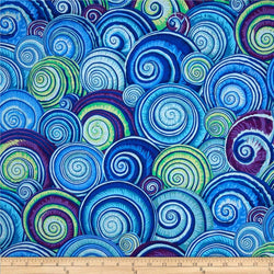 FreeSpirit Fabrics Kaffe Fassett Spiral Shells Fabric by The Yard, Blue