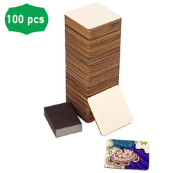 100 Pc Set of Unfinished Wood Squares Measure 4x4x0.1 Inch (10x10x0.25cm) with Bonus Sander | DIY Arts and Crafts Projects, Painting, Woodburning, Signs and More | Wood Pieces are Smooth and Durable