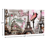 Decor MI Modern Wall Art Pink Paris Eiffel Tower Decor Romantic City Paintings Poster Prints On Canvas Framed for Living Room Bedroom 24X47 inch
