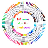 RIANCY Dual Tip Brush Pen Art Markers with 0.4m Fine Tip,100 Assorted Colors, Blending Markers for Beginners, Drawing Pens for Coloring Books, Comic, Sketching, Manga, Journaling and More (100 Colors)