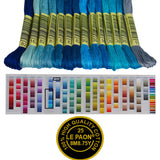 Premium Rainbow Color Embroidery Floss - Cross Stitch Threads - Friendship Bracelets Floss - Crafts Floss - 14 Skeins Per Pack Embroidery Floss, Electric Blue Gradient
