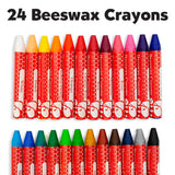 Faber-Castell Back to School Beeswax Crayon Coloring Set - 24 Beeswax Crayons, Crayon Sharpener & Doodle Pad