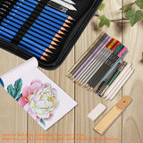 K Kwokker 71 Art Supplies 5 Type Pencils Sketching Drawing Painting Coloring Pencil, Charcoal/Graphite/Watercolor/Metallic/Colored, Blender Stumps, Eraser, School Supply Professional Sketch Marker Kit