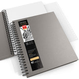 Arteza Sketch Book, 9x12-inch, 2-Pack, Gray Drawing Pads, 200 Sheets Total, 68 lb 100 GSM, Hardcover Sketchbook, Spiral-Bound, Use with Pencils, Charcoal, Pens, Crayons & Other Dry Media