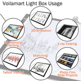 Voilamart A3 LED Light Box Tracer, 12V Ultra Bright 3-Level Dimmable Brightness, Ultra-Thin LED Tracing Art Craft Light Pad Light Board with Carry Case, for Artists Drawing Tattoo Sketching Animation