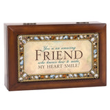 Cottage Garden Amazing Friend Woodgrain Jewelry Music Box Plays What Friends are for