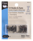 Dritz 90-2-1 Hook & Eye Closures, Size 2, Black 14-Count