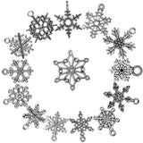 70 Pieces Charm Collections Antique Silver Pendant Charms Jewelry Crafting Supplies for DIY Necklace Bracelet(Christmas Snowflake Charms)