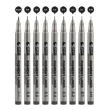 Kesoto Black Micro-Pen Fineliner Ink Pens Archival Pens Black Pigment Liner Ultra Fine Point Technical Drawing Pens for Art Sketching Writing - Set of 9