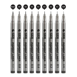 Kesoto Black Micro-Pen Fineliner Ink Pens Archival Pens Black Pigment Liner Ultra Fine Point Technical Drawing Pens for Art Sketching Writing - Set of 9