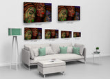 SmileArtDesign Three African Women Stylish Make Up Modern Art Painting Canvas Print Decorive Wall Art African Art Home Decor Stretched Ready to Hang -%100 Handmade in The USA - 8x12