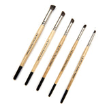 AIT Art Natural Hair Deerfoot Stippler Texture Brushes - Set of 5 - Handmade in USA for Superior Results with Watercolors, Acrylic, and Oil