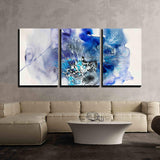 wall26 - 3 Piece Canvas Wall Art - Abstract Painting of Blue Flowers - Modern Home Decor Stretched and Framed Ready to Hang - 16"x24"x3 Panels