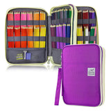 YOUSHARES 192 Slots Colored Pencil Case, Large Capacity Pencil Holder Pen Organizer Bag with Zipper for Prismacolor Watercolor Coloring Pencils, Gel Pens & Markers for Student & Artist (Purple)