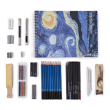 Professional Art Set 50 PCS Drawing and Sketching Set- Drawing, Sketching and Charcoal Pencils. 2 x 50 Page Drawing Pad!Kneaded Eraser included. Art Kit for Kids, Teens and Adults