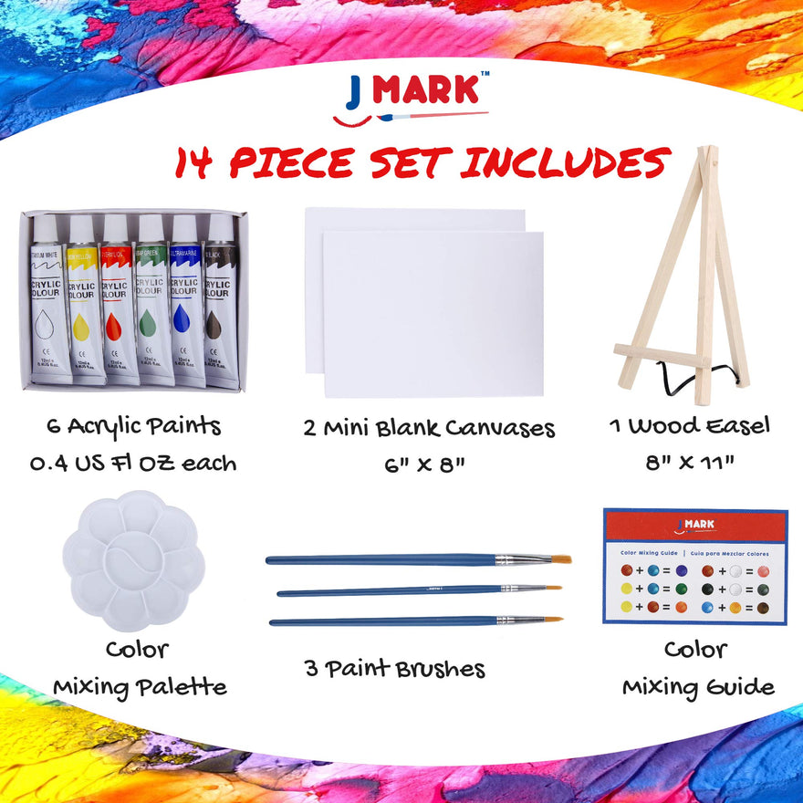 J MARK Paint Kit 22 Piece Set Acrylic Canvas Painting Kit with