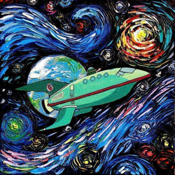 Spaceship Art Starry Night Poster Print van Gogh Never Had It Delivered Express Art by Aja choose size and type of paper