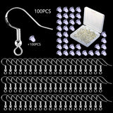 100 PCS/50 Pairs 925 Sterling Silver Earring Hooks Fish Hook Ear Wires French Wire Hooks Hypo-allergenic Jewelry Findings Earring Parts DIY Making with 100 PCS Clear Rubber Earring Safety Backs