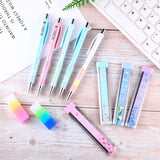 Mechanical Pencil Set Assorted 12 Pieces Mechanical Pencils, 4 Tubes of Pencil Lead 0.9 mm Refills, 2 Pieces Erasers with Clear Plastic Bottle (Set 1)