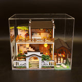 Cool Beans Boutique Miniature DIY Dollhouse Kit - Wooden Asian Dollhouse Traditional Home - with Dust Cover - Architecture Model kit (English Manual) (Chinese Mansion by Lotus Pond)
