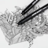 Creative Mark Calligraphy & Fineliner Pen Set Lettering Drawing Super Black, Permanent, Waterproof, Acid-Free Chisel Nylon-Nibs Pens & Medium Brush Tip - [Lettering & Calligraphy Set of 3]