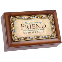 Cottage Garden Amazing Friend Woodgrain Jewelry Music Box Plays What Friends are for