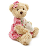 Oitscute 2-Pack Teddy Bear,Cute Stuffed Animal,Couple Gift Soft Plush Toy 11inch (Red Plaid Clothes)