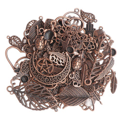 VIIRY 100 Gram Mixed Charms Pendants for Jewelry Making,Wholesale Bulk Antique Gold Assorted Charms Pendants for Necklace Bracelet Ankle Jewelry DIY Making Crafting(Red Copper)