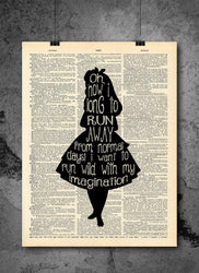 Alice in Wonderland Imagination Quote Vintage Dictionary Art Print 8x10 inch Home Vintage Art Abstract Prints Wall Art for Home Decor Wall Decorations For Living Room Bedroom Office Ready-to-Frame