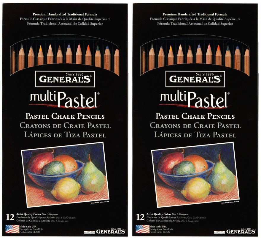 2-Pack - General Pencil 4400-12A General's Pastel Chalk Pencils, 12 colors per pack
