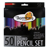 Thornton's Art Supply TAS-01520 Premium Super Soft Core Colored Pencil Artist Adult Coloring Drawing Set, Assorted, 50 Count